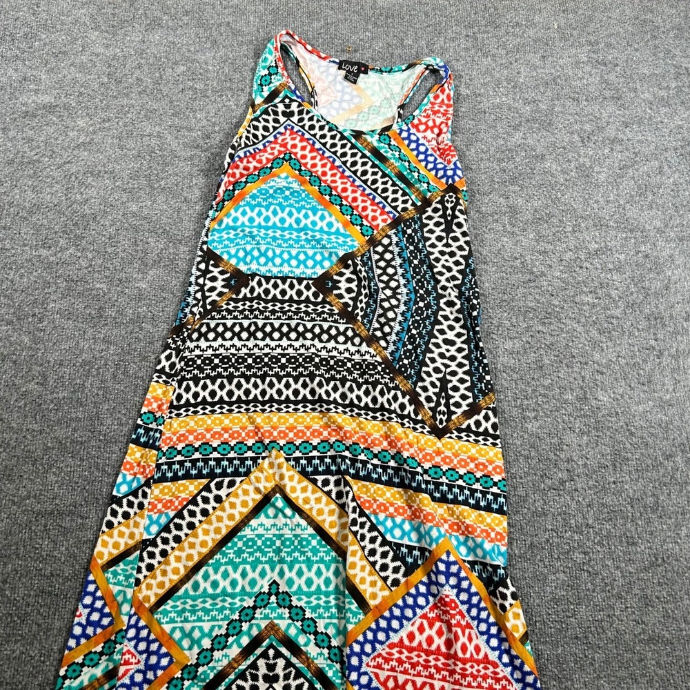 Love Dress Womens Size L Multicolor Geometric Tribal Racerback Sleeveless Maxi
